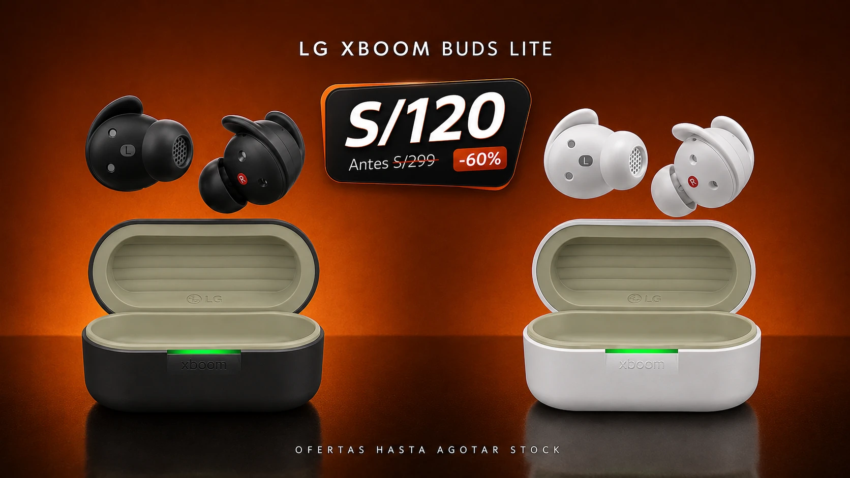 LG XBOOM Buds Lite negro y blanco en oferta a S/120