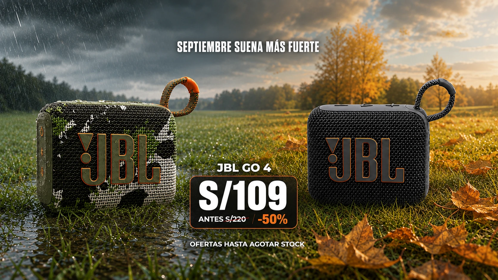 JBL GO 4 negro y camuflado en oferta a S/109